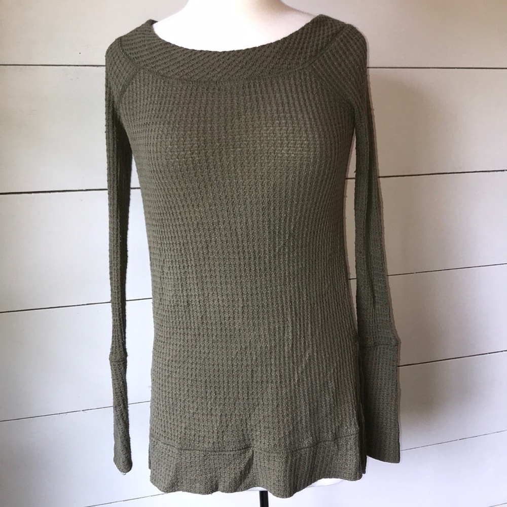 Free People Kate Thermal Top long sleeve in green - Picture 3 of 8